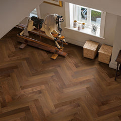 Real Wood Engineered Herringbone Dark Smoked Oak Flooring (ELKA14HBDSOAK) By Quick Step
