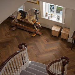 Real Wood Engineered Herringbone Dark Smoked Oak Flooring (ELKA14HBDSOAK) By Quick Step